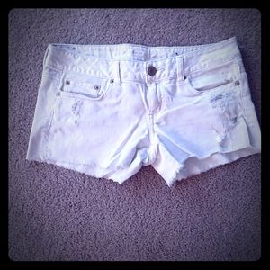 AE Distressed White Shorts